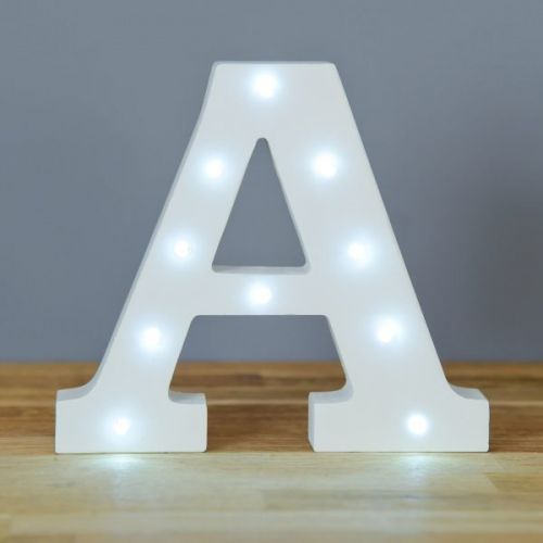 Dřevěné bílé LED svítící písmeno A | Bella Rose