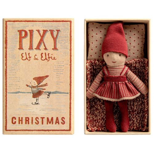 Vánoční skřítek Pixy Elfie v krabičce od sirek | Bella Rose