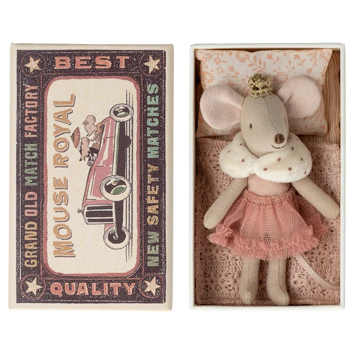 Maileg / Myška princezna v krabičce od sirek Little Sister
