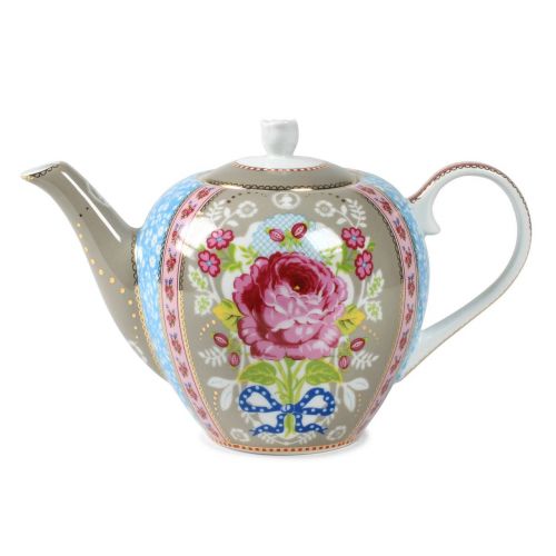 Porcelánová konvice na čaj Shabby Chic khaki | Bella Rose