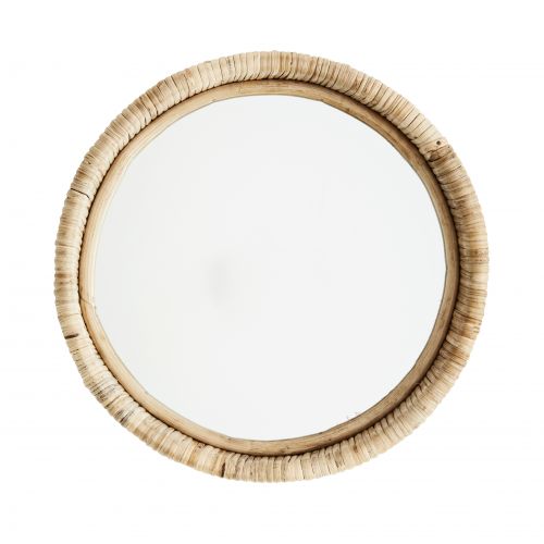 Okrúhle zrkadlo v bambusovom ráme Natural | Bella Rose