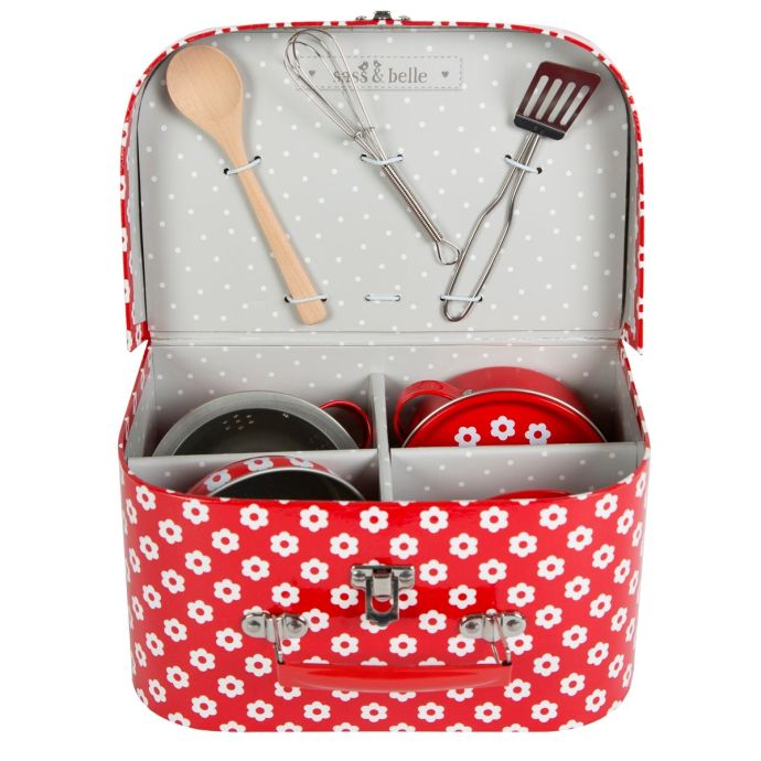 Červená dětská mini kuchyňka v kufříku | Bella Rose