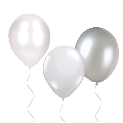 Nafukovací balónky - šedé, stříbrné, bílé - 30 ks | Bella Rose