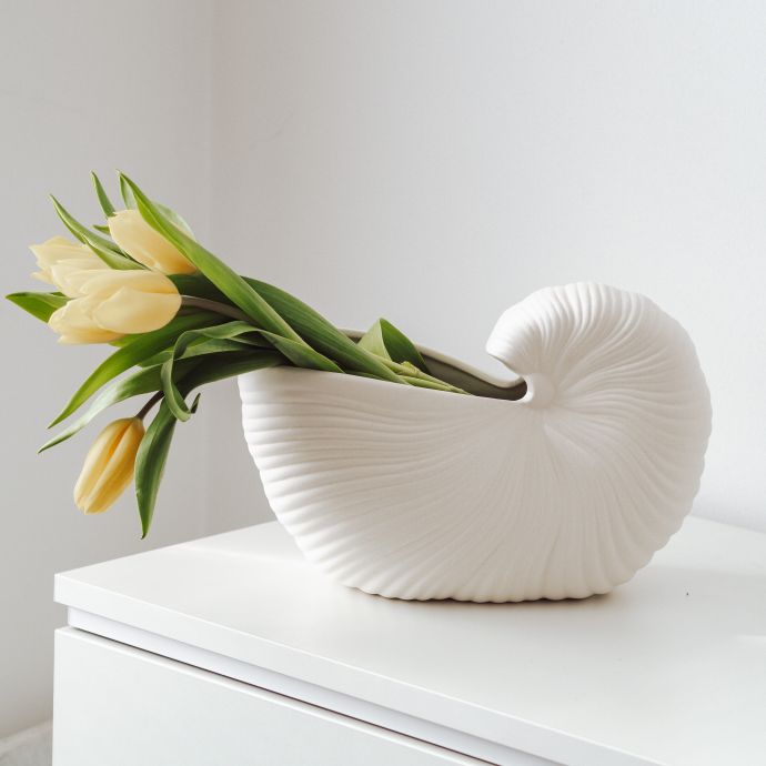 Keramický obal na kvetináč Shell Pot Off White | Bella Rose