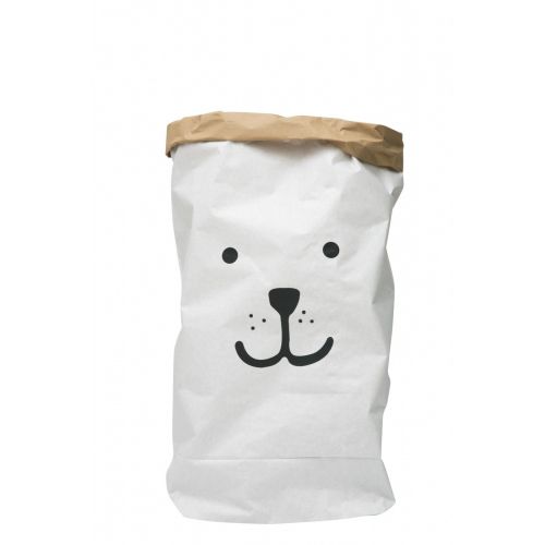 Bílý papírový pytel s obličejem medvěda | Bella Rose