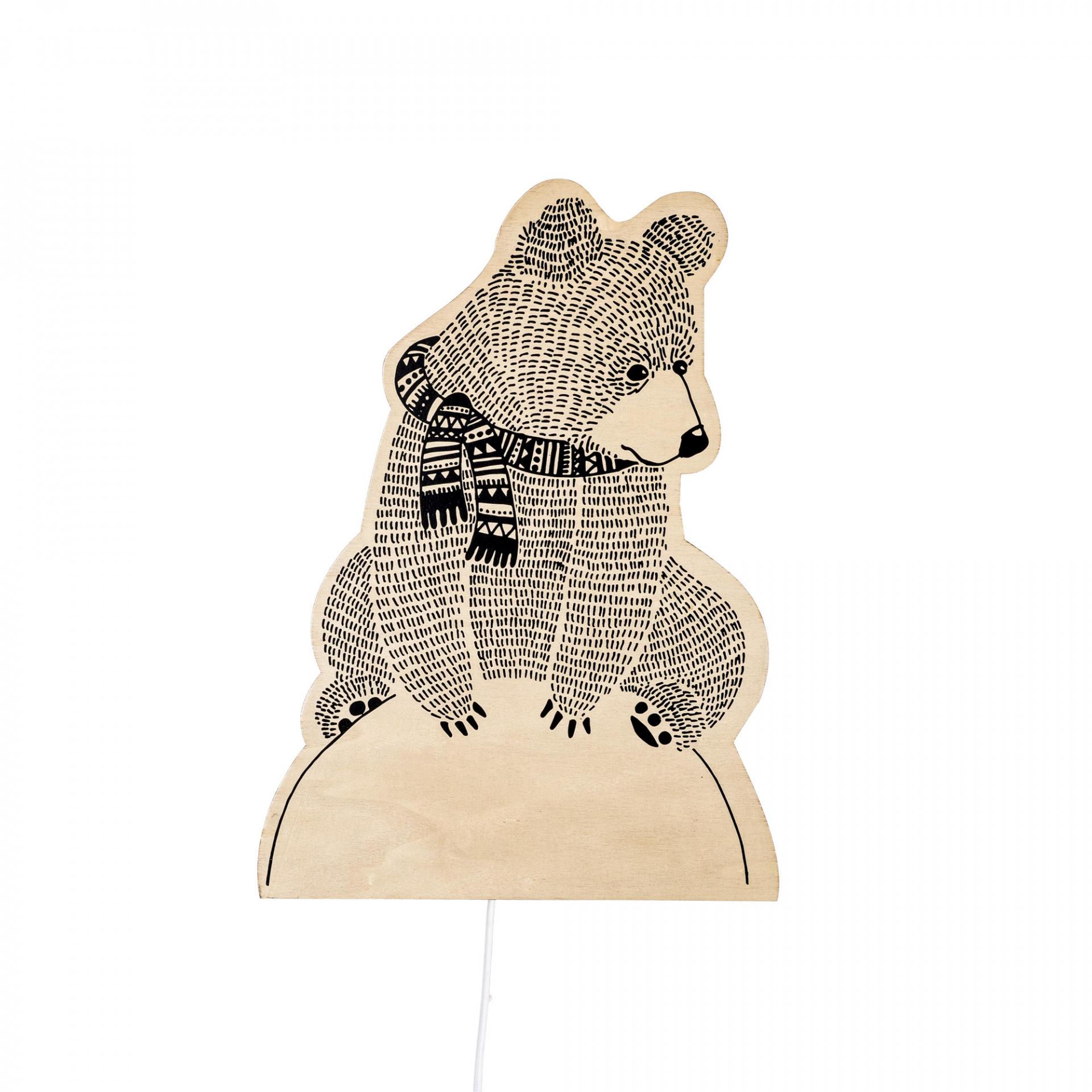 Dřevěná nástěnná lampička pro děti ve tvaru medvěda | Bella Rose