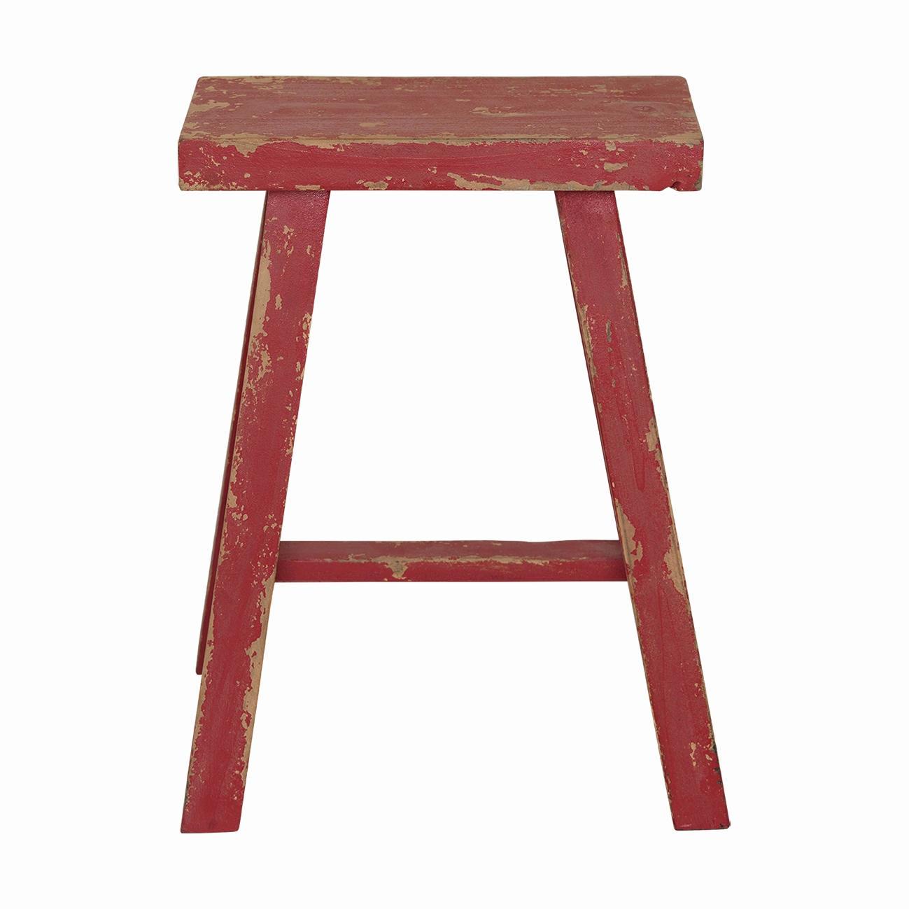 Dřevěná stolička s výraznou patinou v červené barvě | Bella Rose