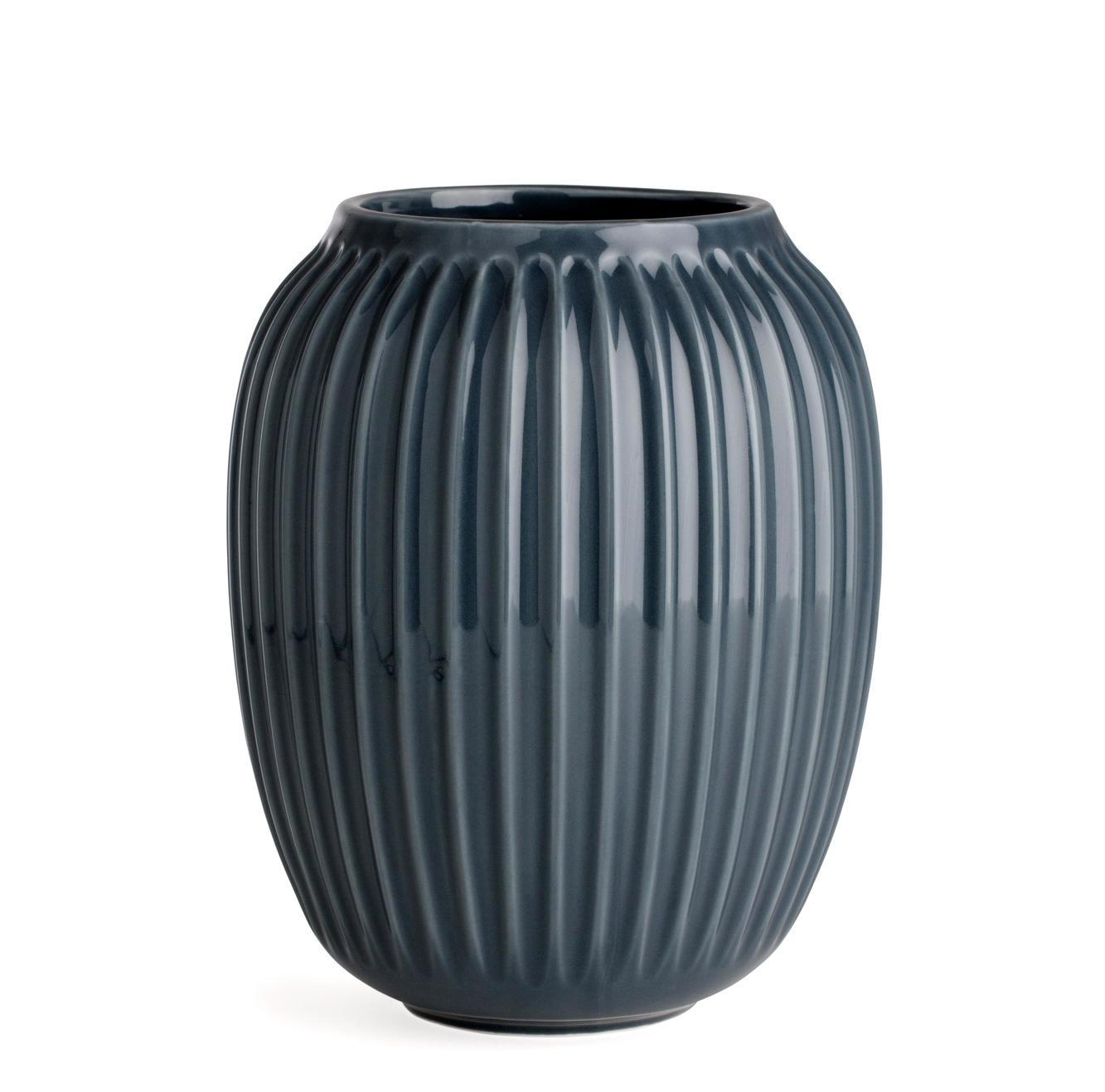 Keramická váza s drážkami v šedé barvě | Bella Rose