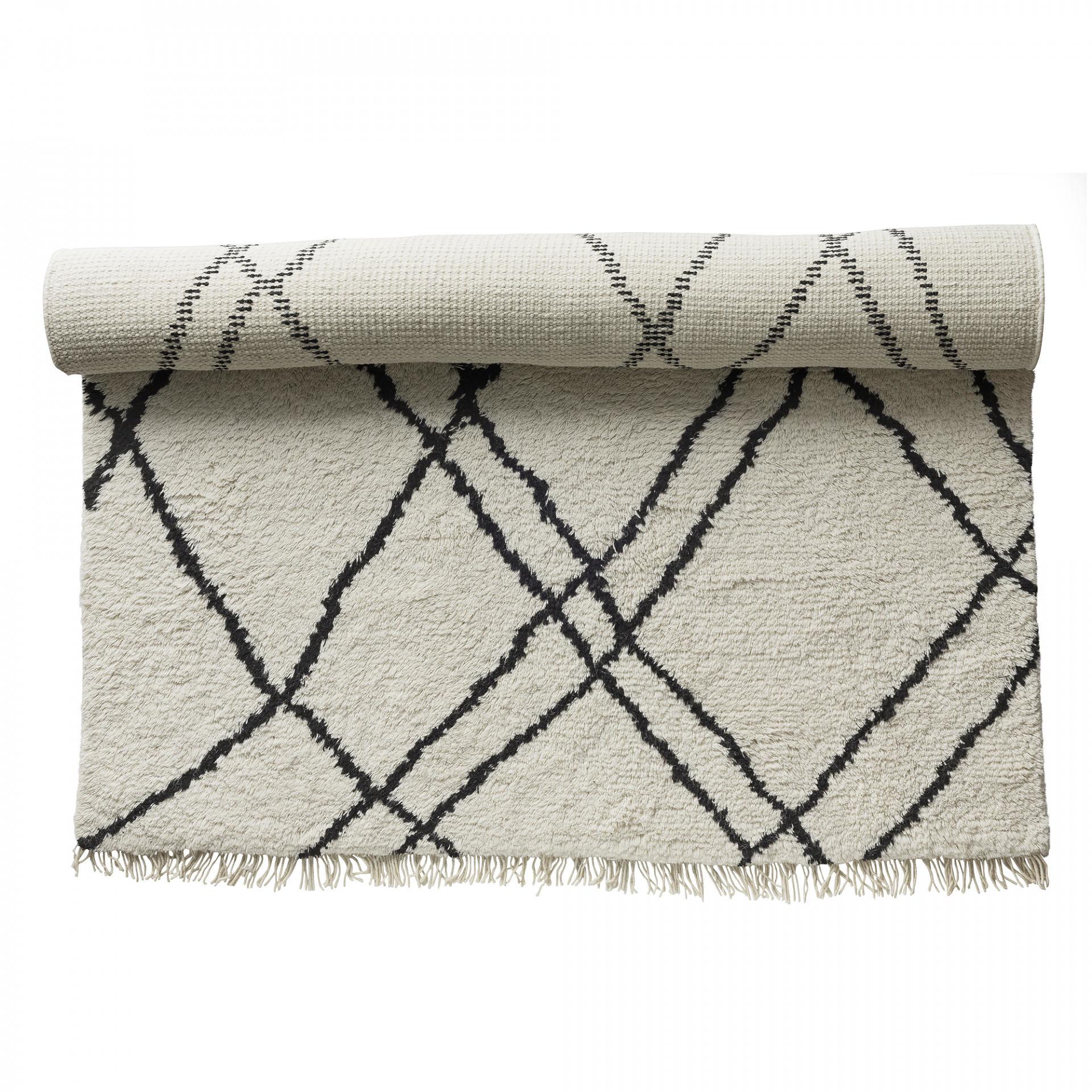 Luxusní bílý hřejivý koberec z ovčí vlny Wool White/Black 140x200 cm |  Bella Rose