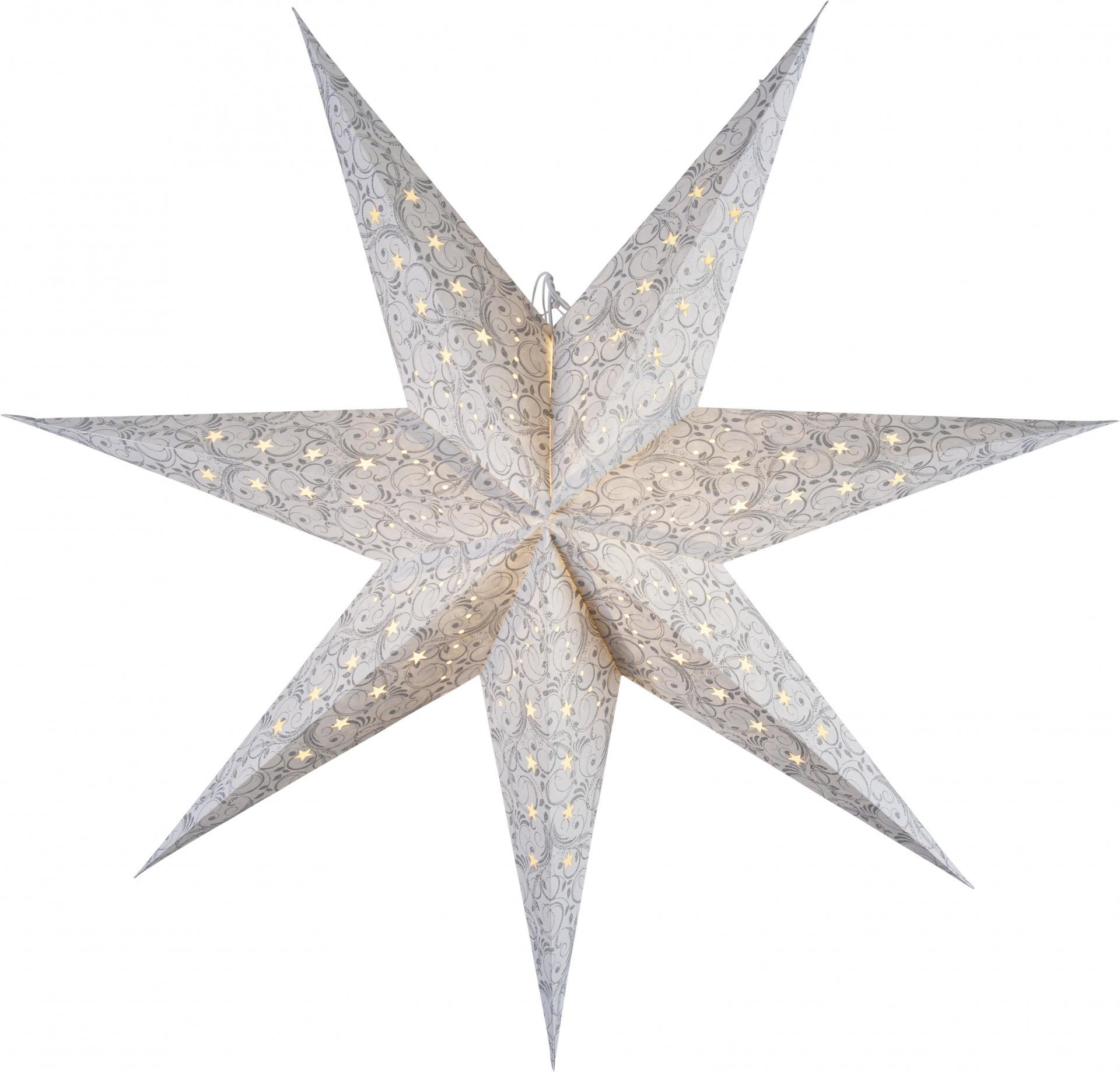 Bílá papírová svítící hvězda se stříbrnými detaily | Bella Rose