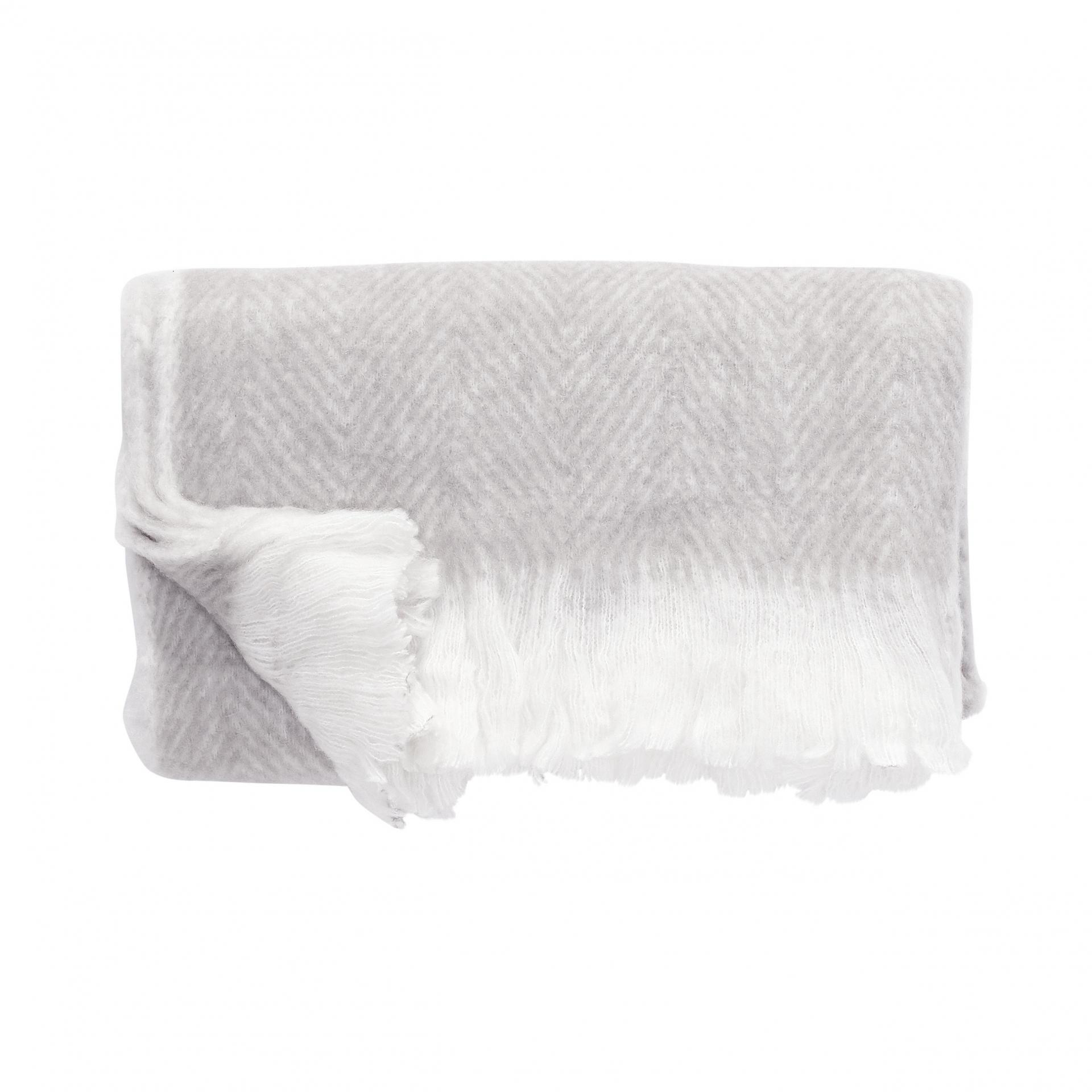 Šedo-bílá chlupatá deka s třásněmi 130x200 cm | Bella Rose