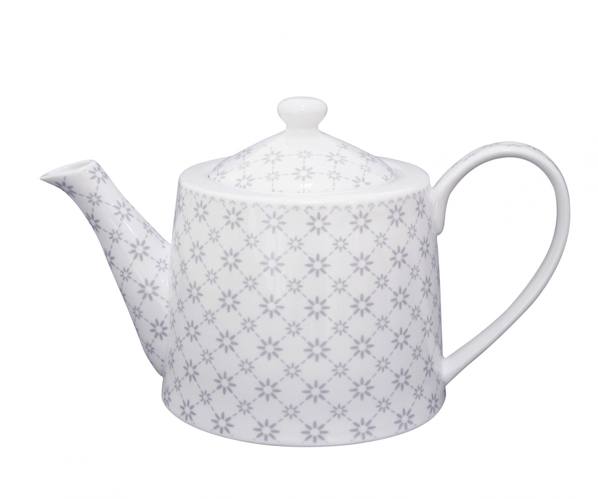 Porcelánová konvice na čaj s šedými pruhy | Bella Rose