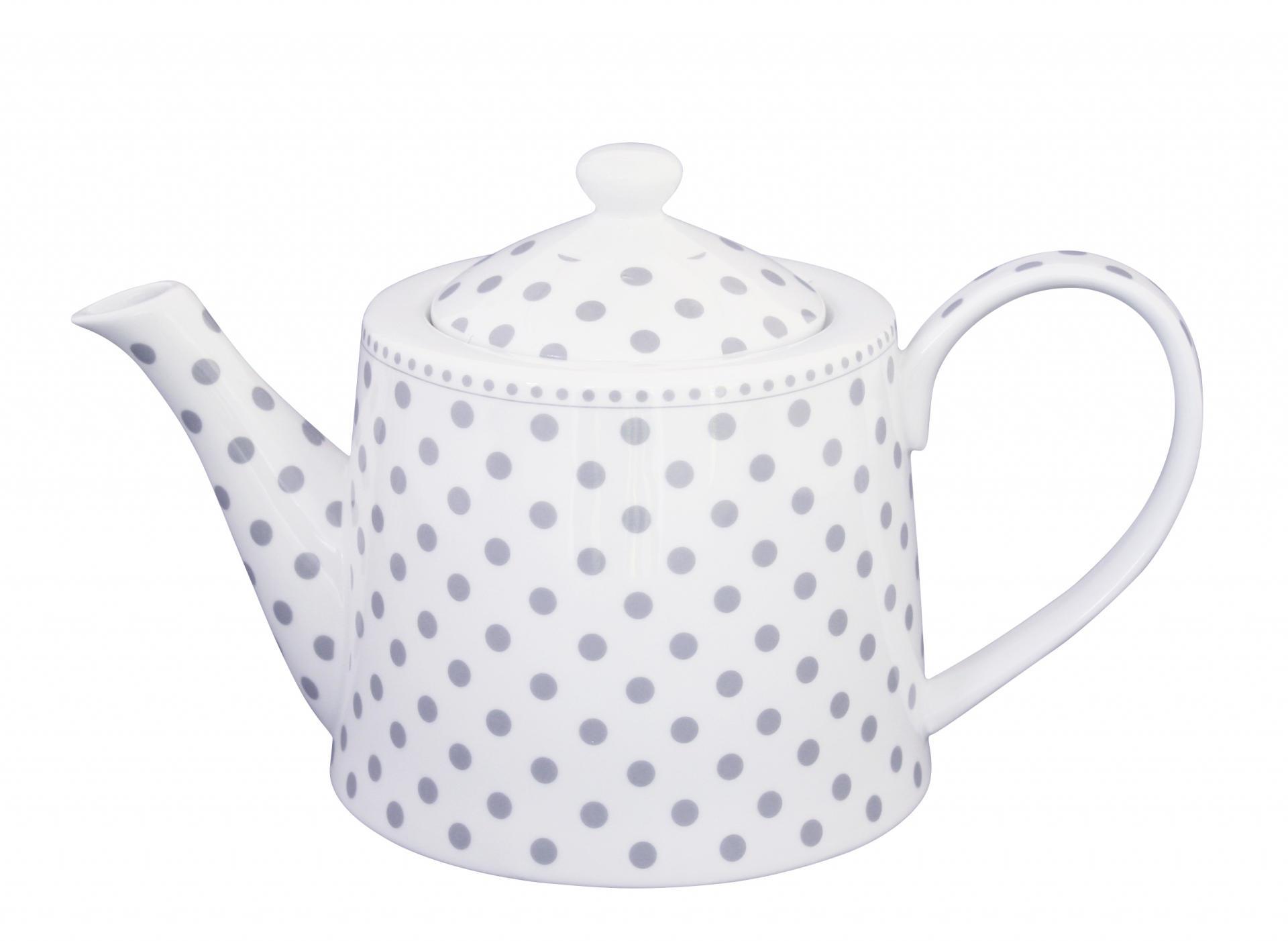Porcelánová konvice na čaj s šedými puntíky | Bella Rose
