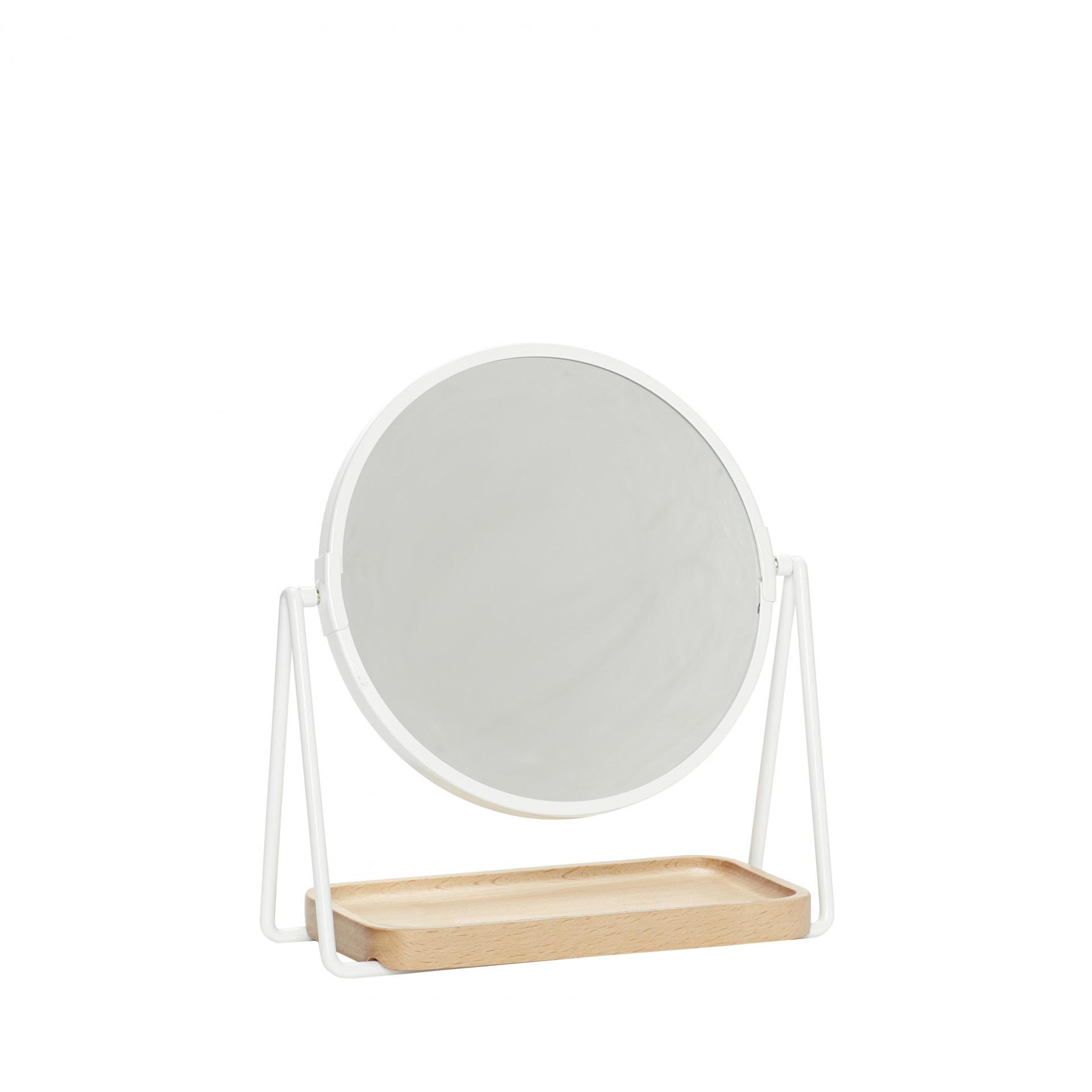 Stolní zrcadlo s dřevěným táckem White | Bella Rose