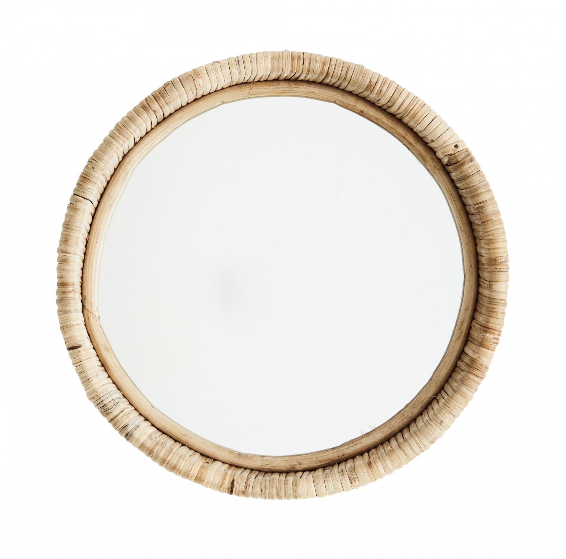 Okrúhle zrkadlo v bambusovom ráme Natural | Bella Rose