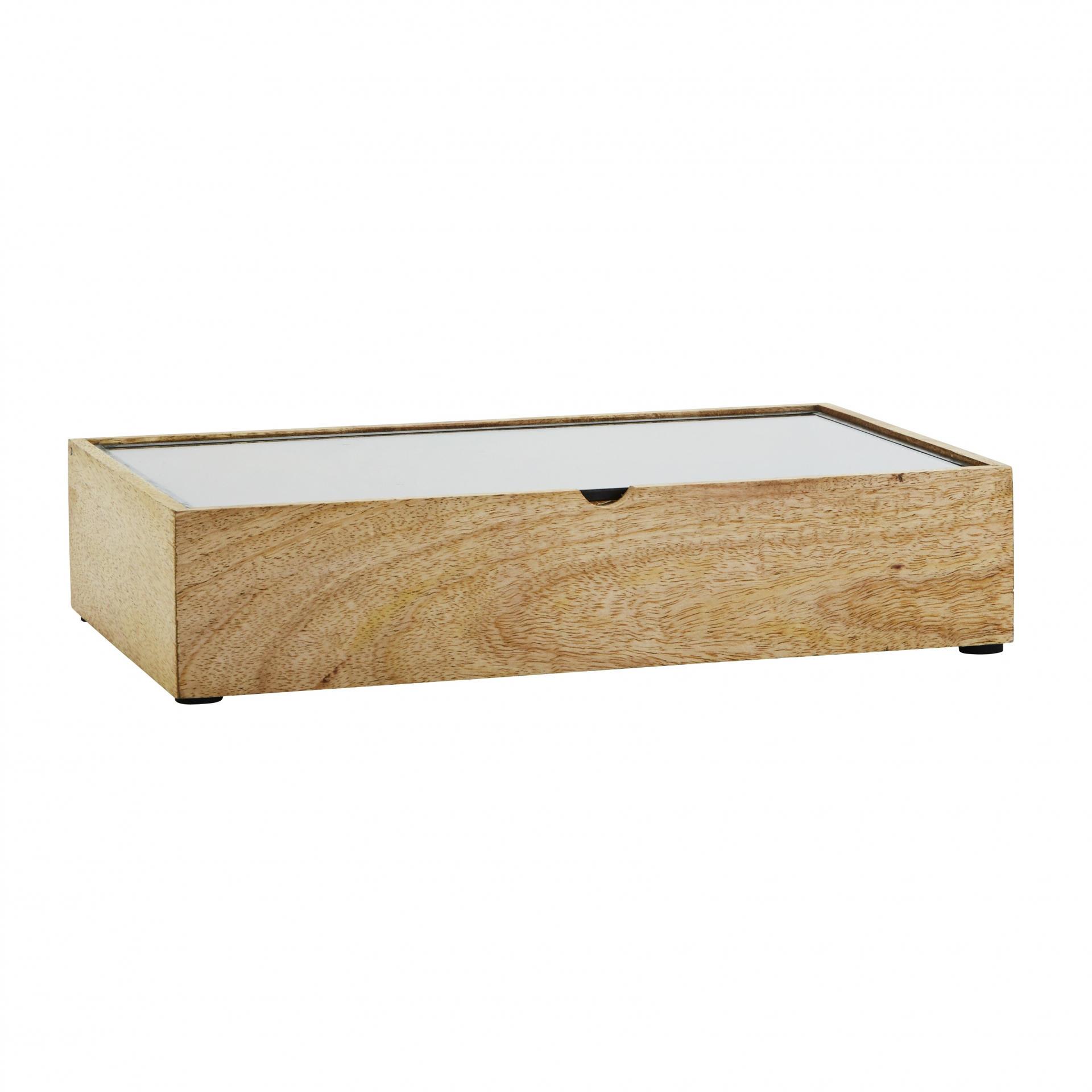 Dřevěný box se skleněným víkem Natural/Clear | Bella Rose