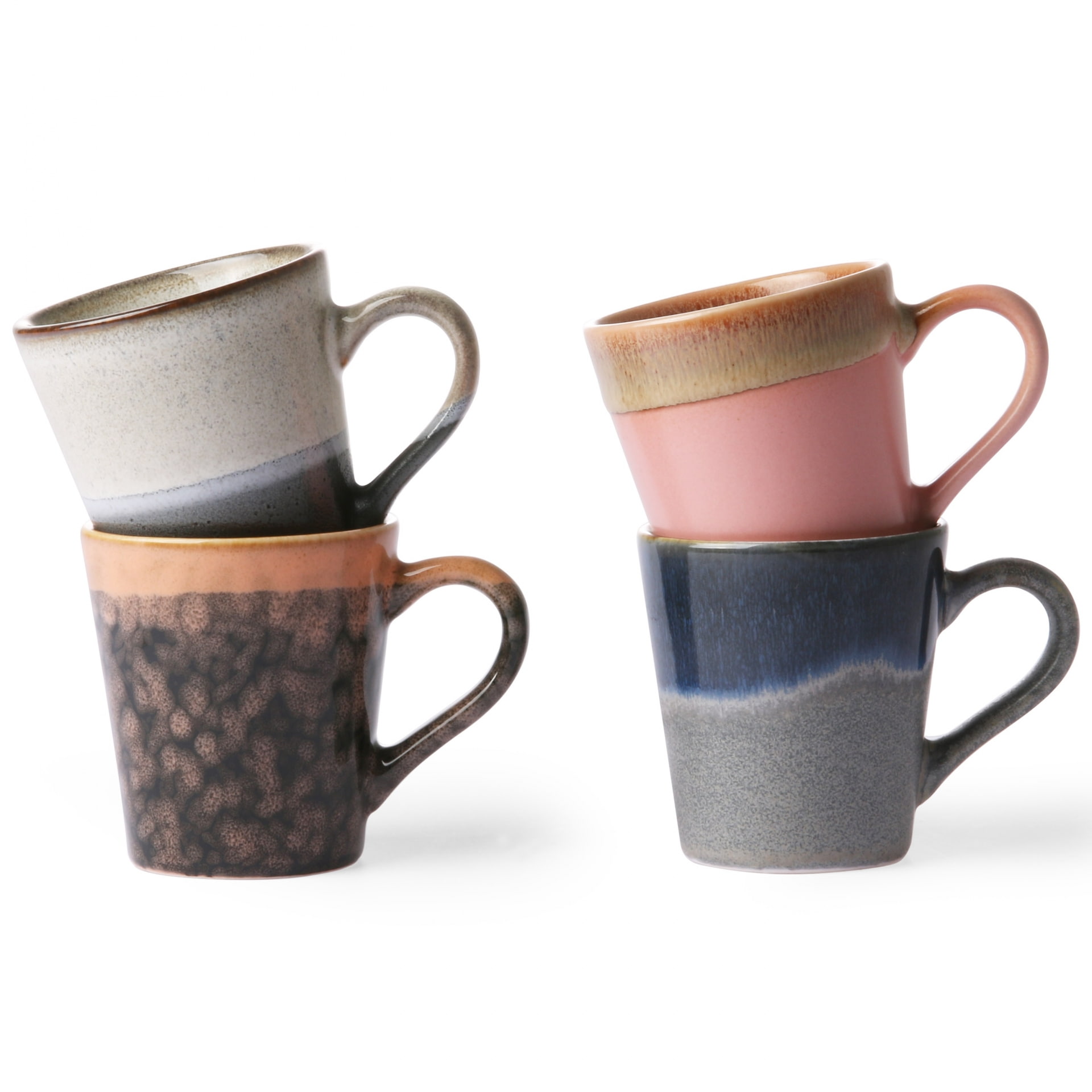 Sada 4 keramických hrněčků 70's Espresso Mugs | Bella Rose
