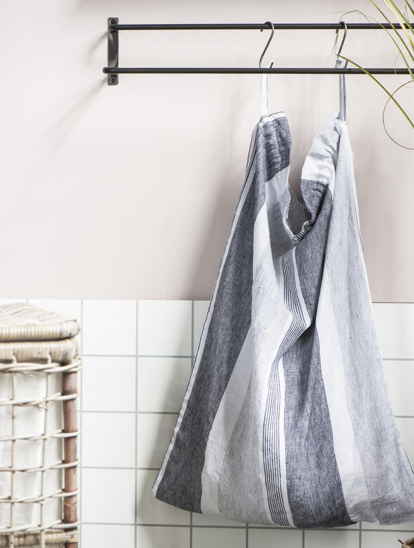 Textilní pytel na špinavé prádlo Grey Stripes | Bella Rose
