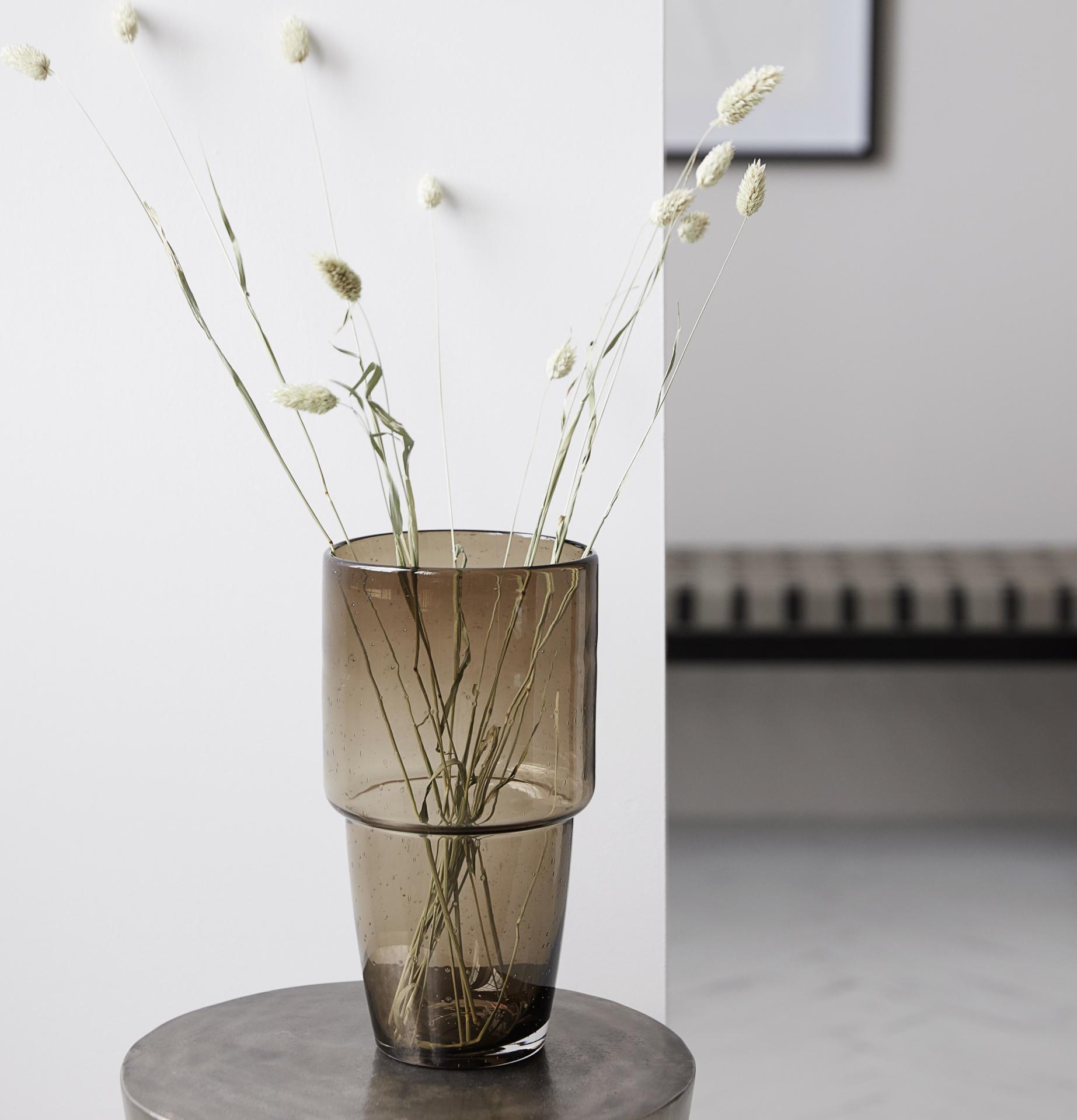Velká skleněná váza Chazia Brown 29,5cm | Bella Rose