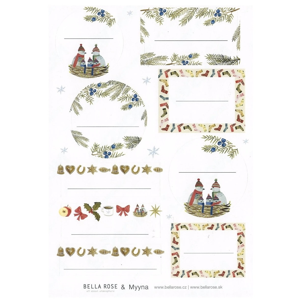 Vianočné lepiace štítky na darčeky | Bella Rose
