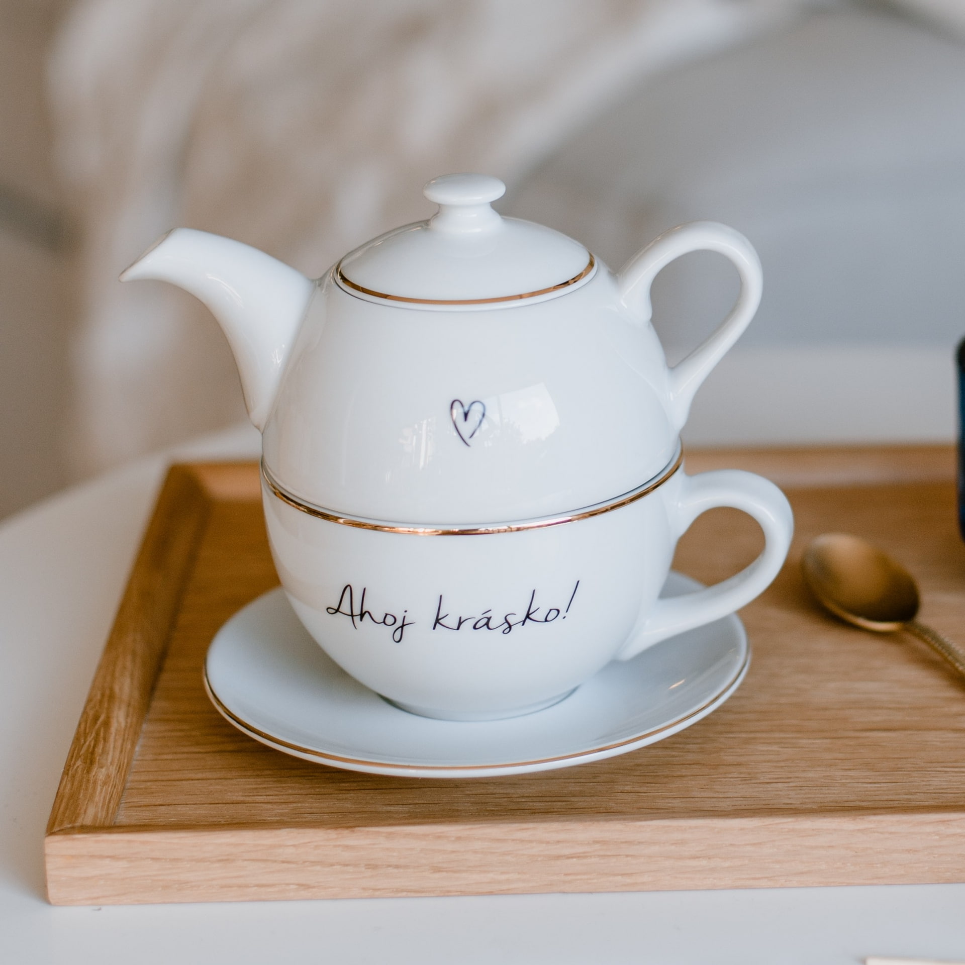 Porcelánová čajová souprava Ahoj krásko! | Bella Rose